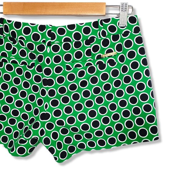 Michael Michael Kors Green, Black and White Circular Print Chino Shorts 4 - Picture 5 of 7